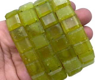 Yellow Serpentine Stone Bracelet: Afghanistan Gemstone Beads