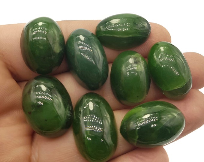 8 Pcs Green Nephrite Jade Cabs -  Nephrite Jade Cabochons -  Nephrite Cabochons -  Nephrite Crystals -  Healing Jade -  Green Jade, 49 Grams