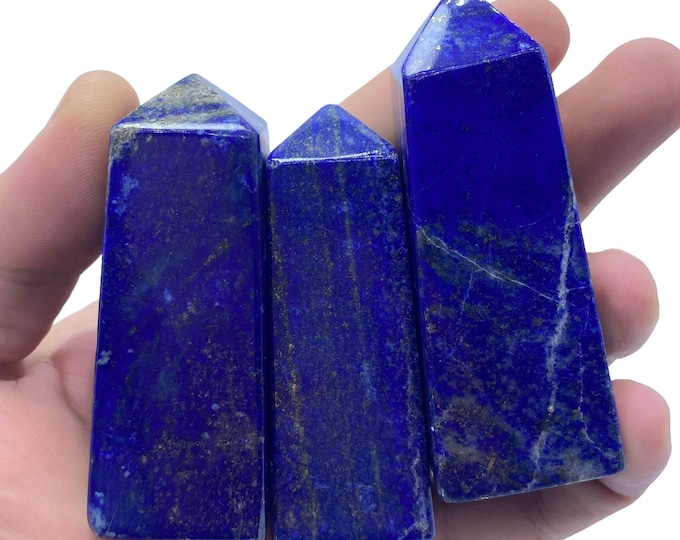 3 Pcs Beautiful Lapis Lazuli Towers - Obelisks 365 Grams