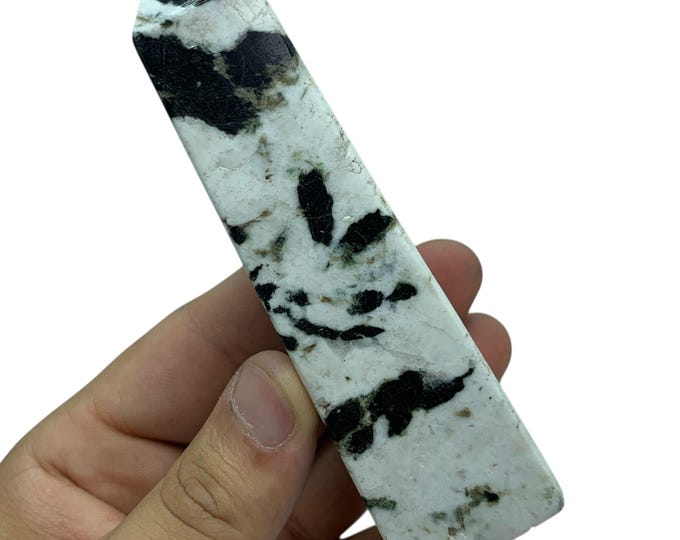 Black Tourmaline on Quartz Tower, Obelisk Gemstones