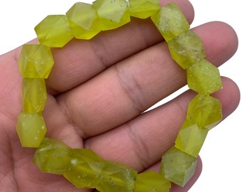 Yellow Serpentine Bracelet: Afghanistan Gemstone Beads
