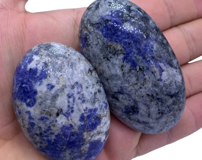 2 Pcs K2 Azurite - K2 Azurite Jasper - K2 Azurite Palmstone - K2 Palm Stones - K2 Palmstones - K2 Jasper Palmstone - K2 Granite Palm Stones