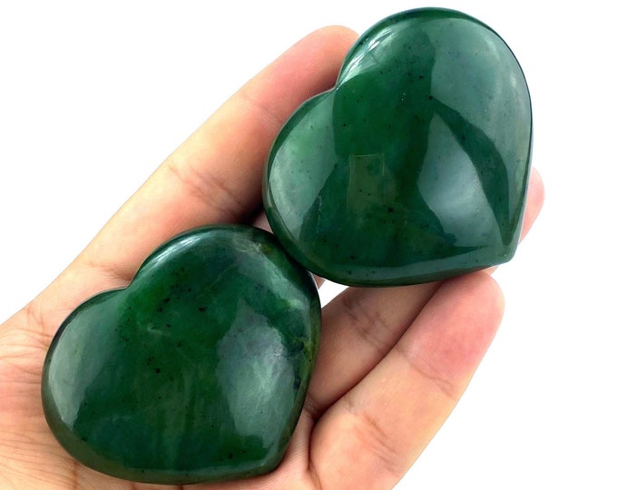 240 Grams Beautuful Green Color Nephrite Jade Hearts