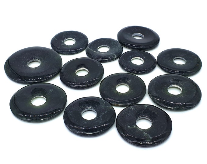 130 Grams Beautiful Green Color Serpentine Donuts 12 Pieces Hand Made