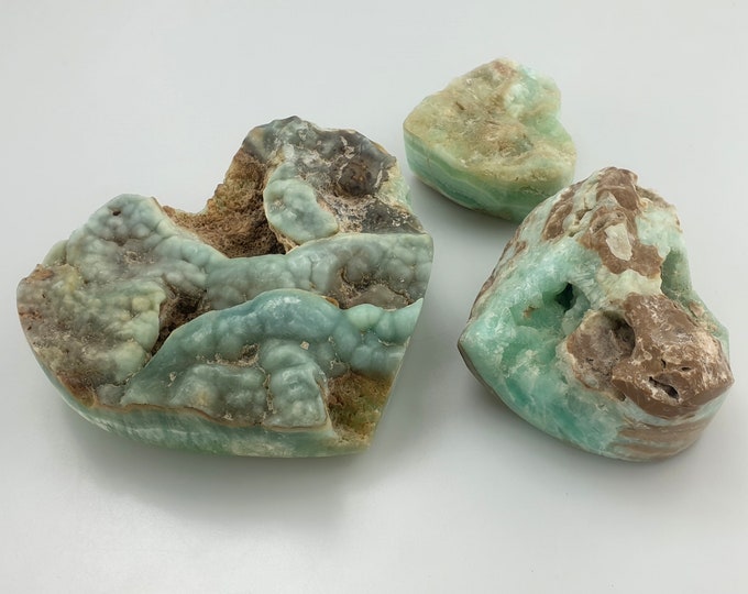 Beautiful Aragonite Calcite One Side Natural Hearts 675 Grams