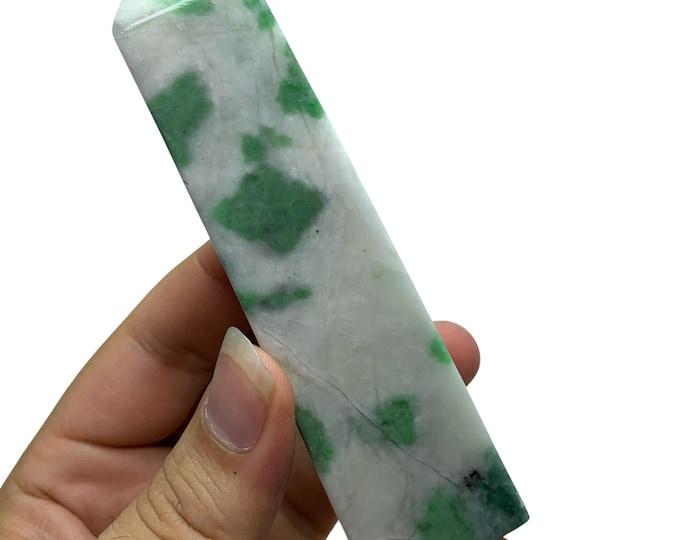 Top Quality Hydrogrossular Garnet Obelisk: Polished Green Gemstone Tower