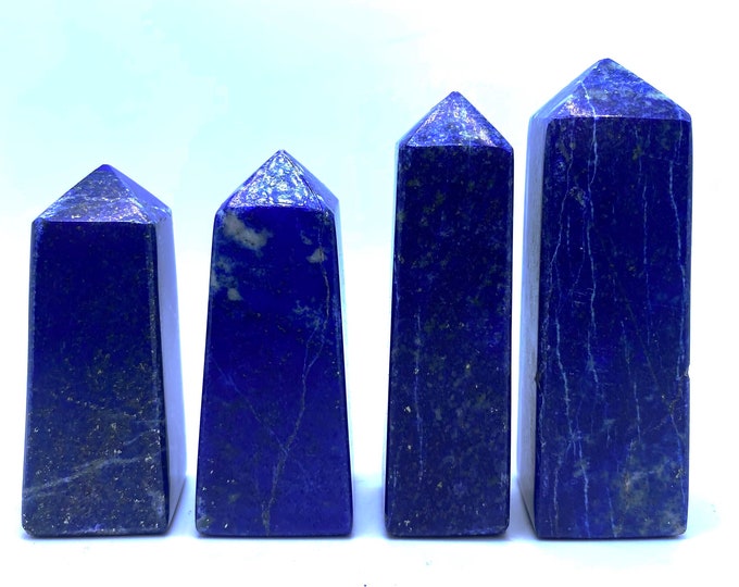 270 Grams Beautiful Quality Blue Lapis Lazuli Towers - Obelisks Lapis Towers - Lapis Lazuli Obelisks - Lapis Crystals 4 Pcs