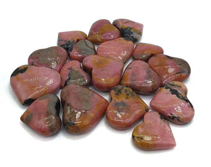 17 Pcs Top Quality Pink Color Rhodonite Hearts,Pink Rhodonite,Rhodonite Heart Crystals,Rhodonite Crystals,Rhodonite Hearts 225 Grams