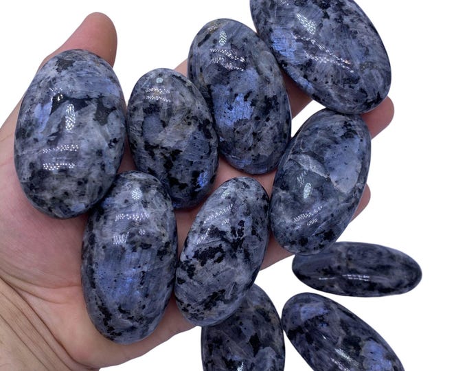 Beautiful Blue Color Larvikite Palmstone - Massage -  Larvikite Palmstone -  Larvikite Stone - Blue  Larvikite Palmstone - Massage