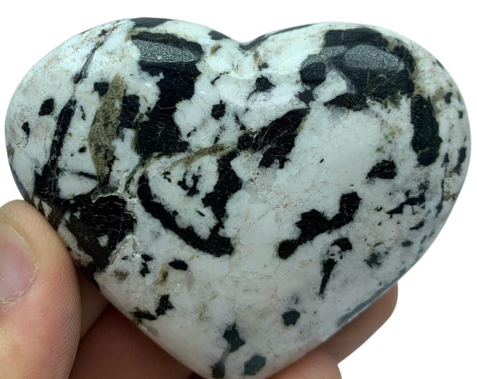 Great Quality Black Tourmaline on Quartz Heart, Heart Gemstones