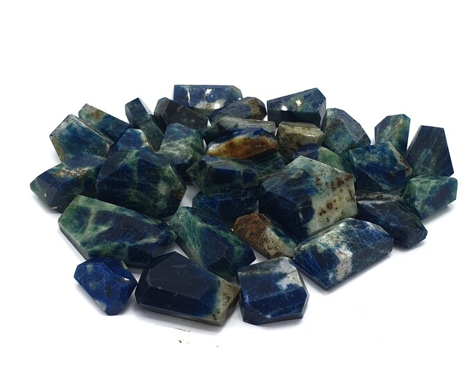 180 Grams Great Quality Blue Color Fluorscent  Sodalite Faceted Tumbles  - Blue Sodalite - Sodalite Crystals - Sodalite Tumbles -  27 Pcs