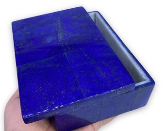 Blue Lapis Lazuli Box: Polished Stone Jewelry Box (159x111x54mm)