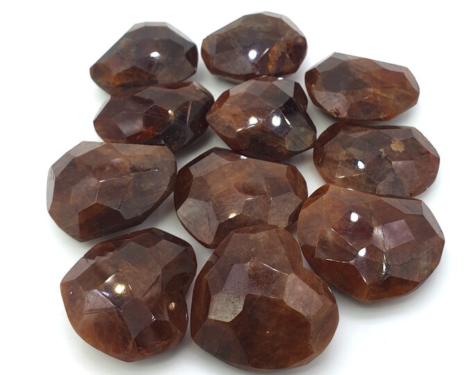 210 Grams Red Color Faceted Spessartine Garnet Hearts - Garnet Hearts - Garnet Stone Hearts - Spessartine Garnet Hearts - Spessartine Garnet