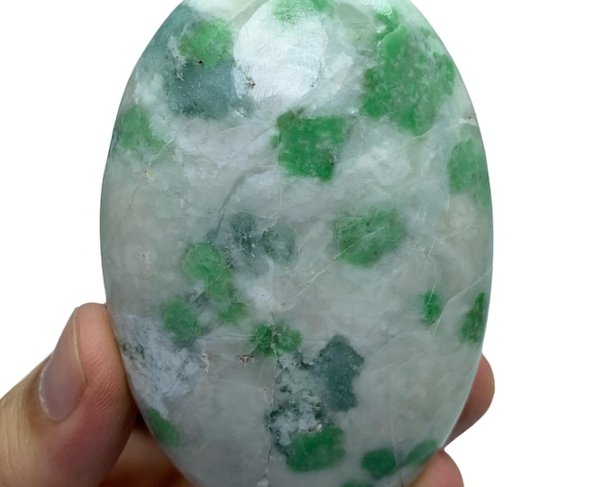 Polished Hydrogrossular Garnet Palmstone: Green Gemstone Palmstone