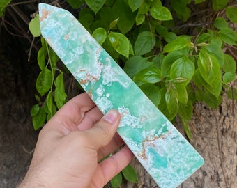 Blue Caribbean Calcite Obelisk Tower - Polished Calcite Stone