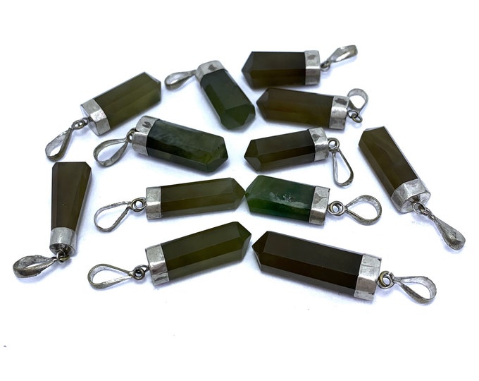 12 Pieces Beautiful Green Color Idocrase  Pendants -  Idocrase Crystals - Idocrase Pendant Crystals - Green Idocrase Stone 62 Grms