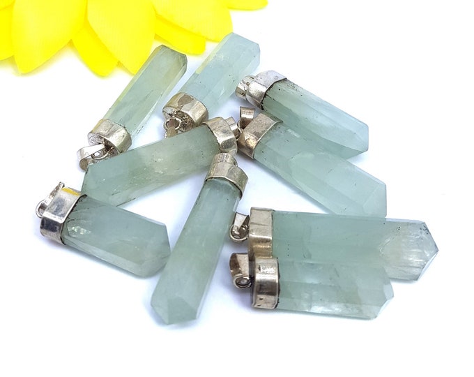 9 Pcs Beautiful Blue Aquamarine Pendants - Aquamarine Pendants - Blue Aquamarine - Aquamarine Stone Pendants - Aquamarine Crystal Pendants