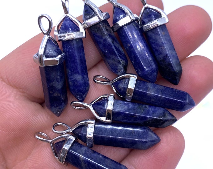 10 Pcs Beautiful Blue Sodalite Stone Pendants - Sodalite - Sodalite Pendants - Sodalite Crystal Pendants - Sodalite Stone Pendants - Pendant