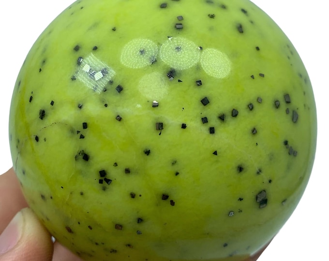 Top Quality Yellow Serpentine And Pyrite Sphere: Polished Afghan Gemstone 570g