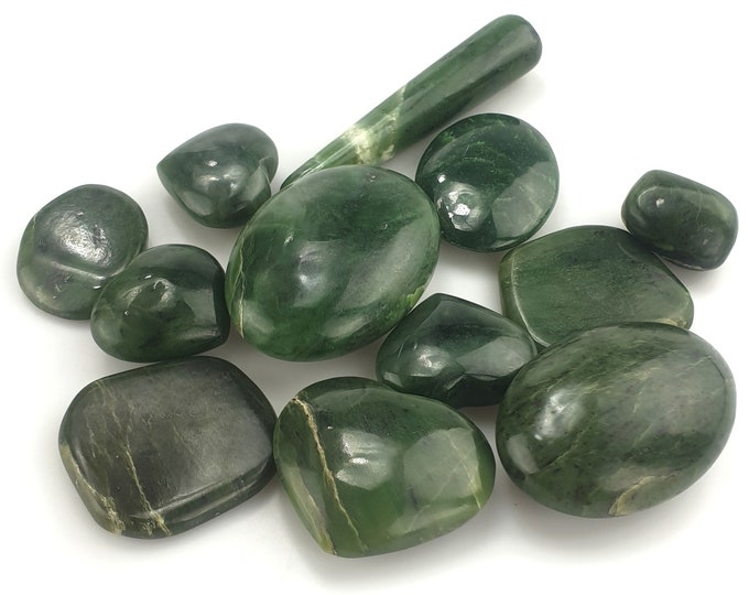 395 Grams Beautiful Mix Shapes Green Nephrite Jade Stone