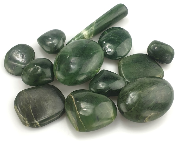 395 Grams Beautiful Mix Shapes Green Nephrite Jade Stone