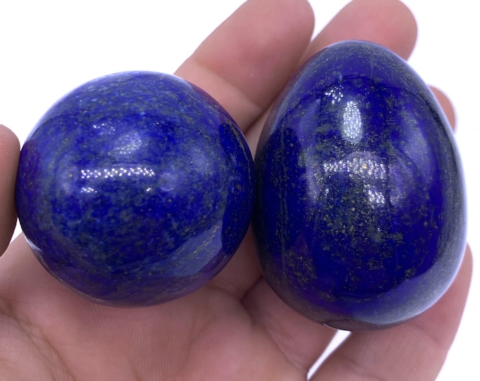 243g - Lapis Lazuli Sphere & Egg - Lapis Lazuli - Lapis Lazuli Egg - Lapis Egg - Blue Lapis Sphere - Blue Lapis Egg - Lapis Ball 2 Pcs