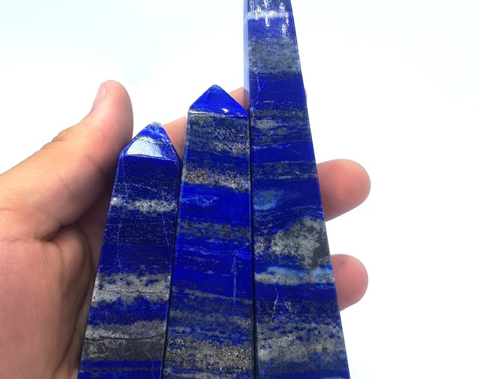 435 Grams Amazing Quality Blue Lapis Lazuli Tower - Obelisk Lapis Tower - Lapis Lazuli Obelisks - Lapis Crystals 3 Pcs