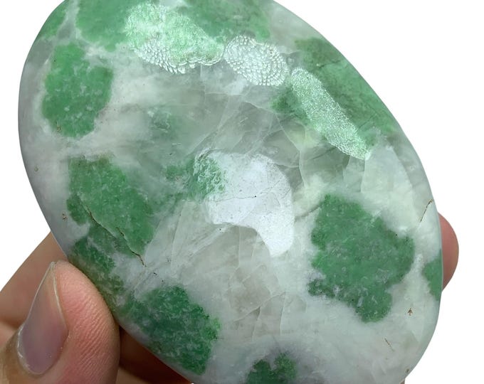 Polished Hydrogrossular Garnet Palmstone: Green Gemstone Palmstone