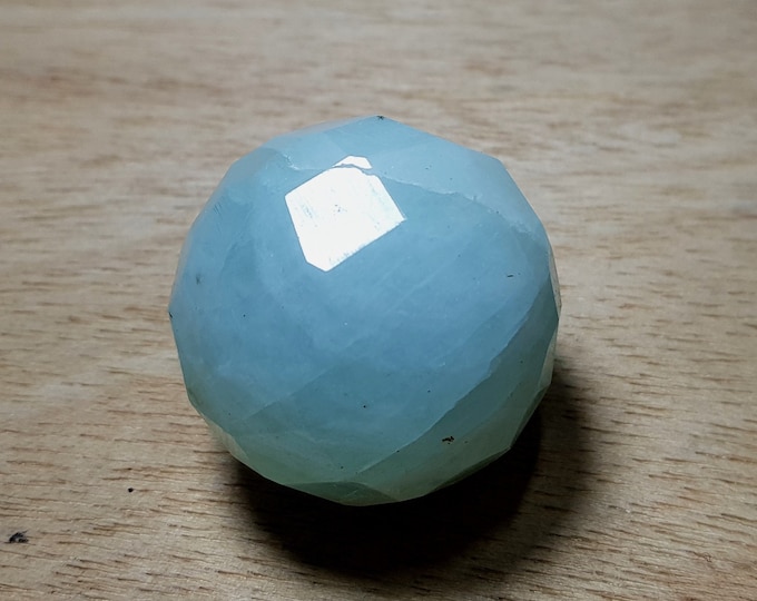 Sky Blue Beautiful Aquamarine Faceted Sphere,Ball 128 Grams