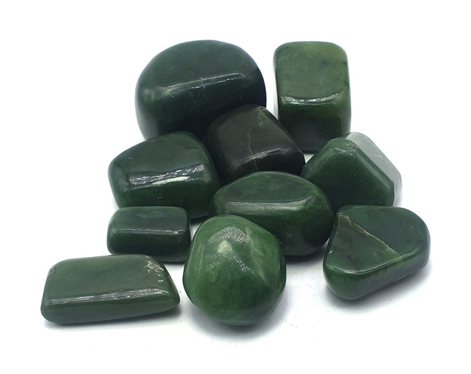 10 Pcs Green Color Beautiful Nephrite Jade Tumbles 350 Grams