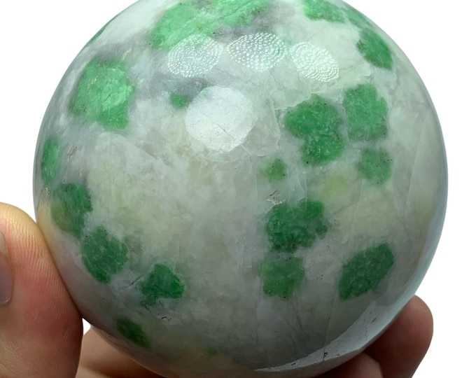 775g Beautiful Hydrogrossular Garnet Sphere: Polished Green Gemstone Ball