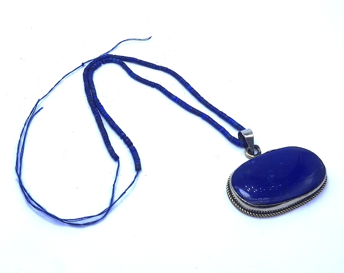 15g - Beautiful Lapis Lazuli Necklace - Lapis Lazuli Locket - Lapis Lazuli - Lapis Lazuli Stone - Lapis Cabochon Strand - Lapis Strand