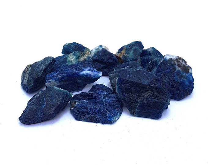 11 Pcs Amazing Quality Blue Color Fluorscent  Sodalite Raw Crystals  - Blue Sodalite - Sodalite Crystals 165 Grams