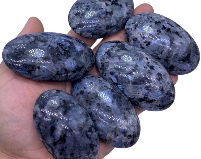 Amazing Quality Blue Color Larvikite Palmstone - Massage -  Larvikite Palmstone -  Larvikite Stone - Blue  Larvikite Palmstone -Massage 6Pcs