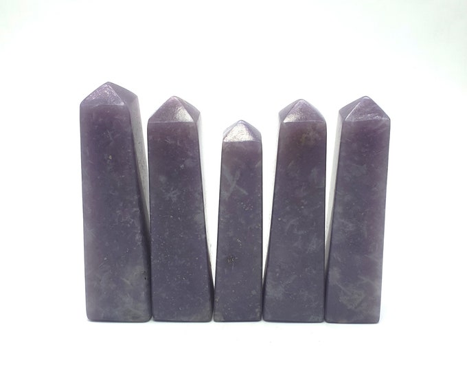 5 Pcs Lepidolite Obelisk Point -  Stone of Peace  -  Lepidolite Point -  Lepidolite Obelisk -  Lepidolite -  Lepidolite Towers