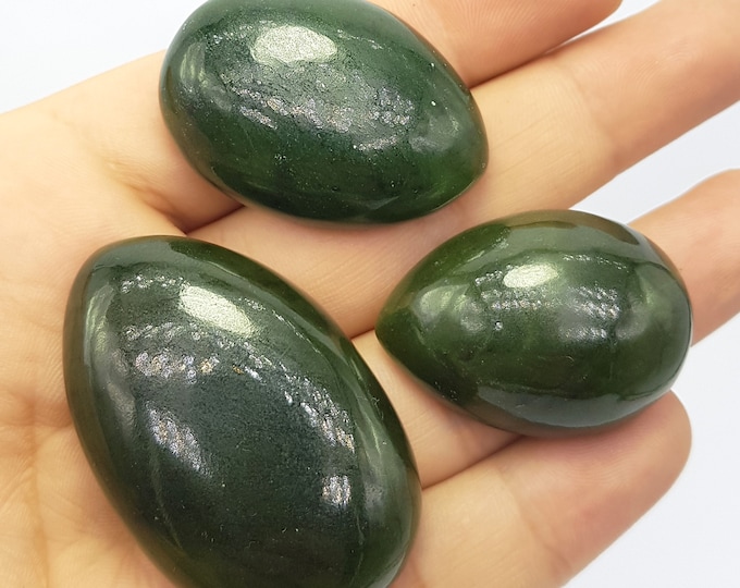 94 Grams Best Quality Nephrite Jade Cabochons, Nephrite Jade, Nephrite Cabochons, Green Jade Cabochons, Nephrite Jade Cabochons, Jade Stone