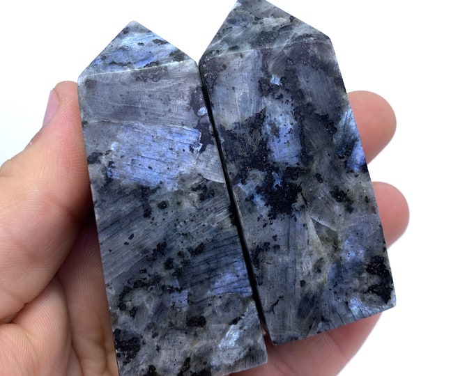 2 Pieces Great Quality Larvikite Towers - Obelisks -  Larvikite Obelisks -  Larvikite Stone - Blue  Larvikite Tower - Obelisks
