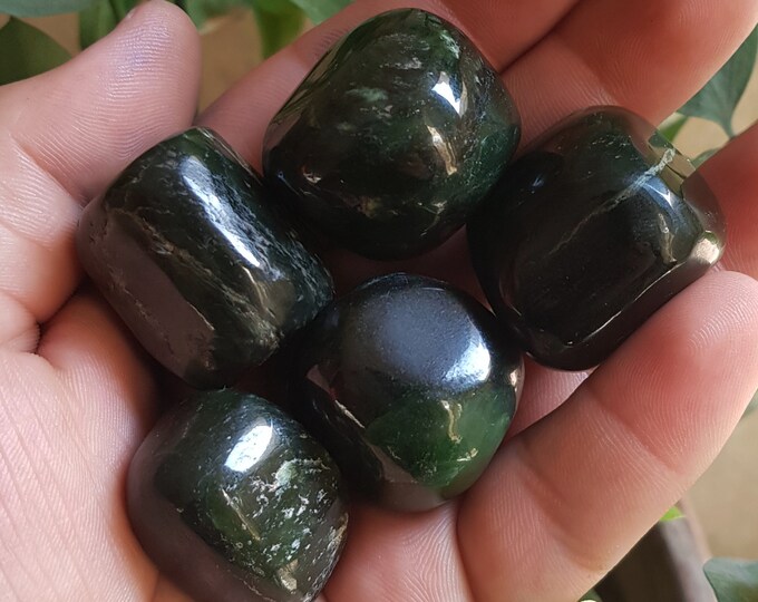 200 Grams Amazing Quality Dark Green Color Nephrite Jade - Nephrite Jade Tumbles - Nephrite Stone - Green Nephrite - Green Nephrite Tumbles