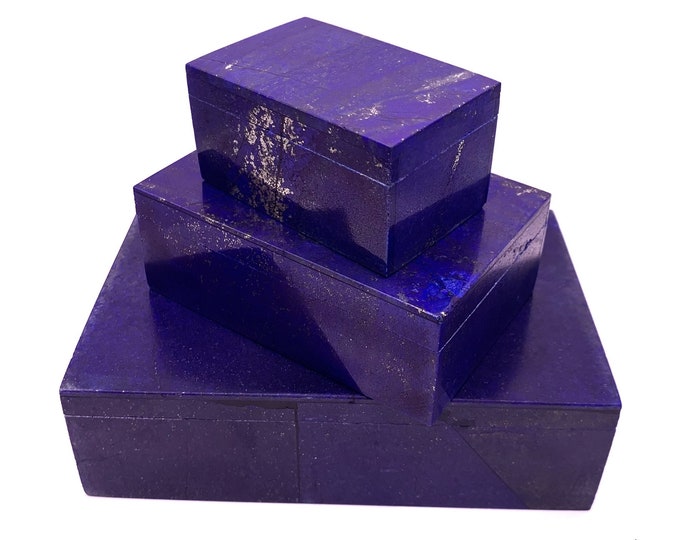 3 Pcs - Lapis Lazuli Square Box Set - Lapis Boxes Set - Lapis Lazuli Box - Lapis Jewelry Box - Lapis Decoration Box - Lapis Blue Box Set
