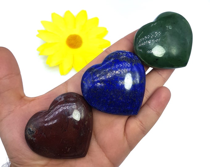 Best Quality Lapis Lazuli Heart - Nephrite Jade Heart - Red Jasper Heart - Lapis Lazuli Heart - Green Nephrite Heart - Jasper Stone Heart