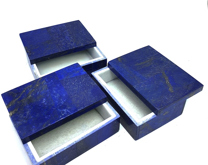 3 Pcs Beautiful Lapis Lazuli Box Set - Lapis Box Set - Blue Lapis Box - Lapis Lazuli Box - Lapis Box - Lapis Blue Box - Lapis Jewelry Box