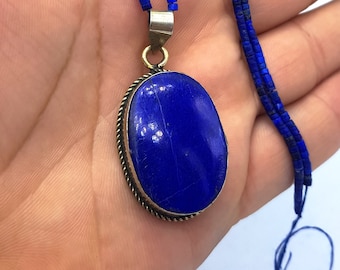 20g - Beautiful Lapis Lazuli Necklace - Lapis Lazuli Locket - Lapis Lazuli - Lapis Lazuli Stone - Lapis Cabochon Strand - Lapis Strand