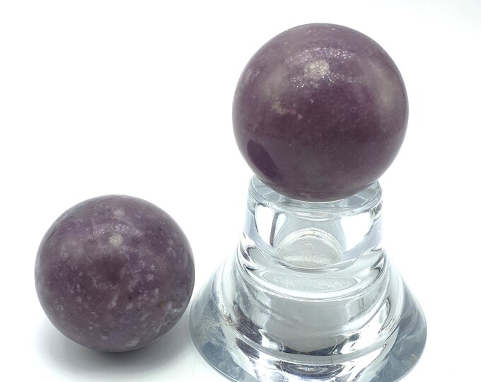 2 Pcs Lepidolite Crystal Spheres -  Lepidolite Spheres 440 Grams