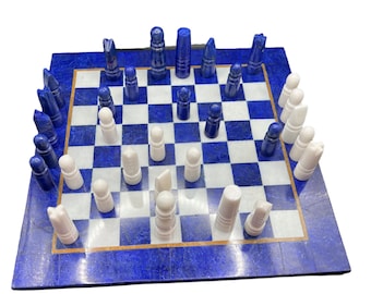 Lapis Lazuli Chess Board: Polished Stone, 30cm