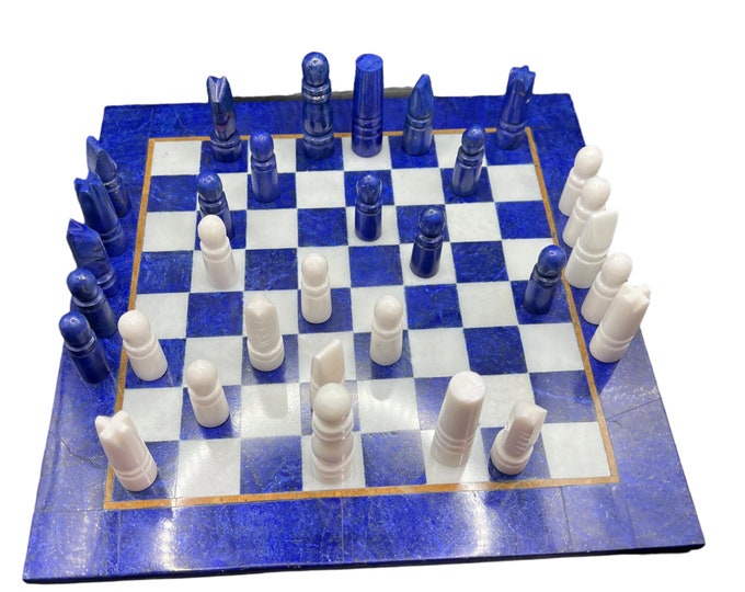 Top Quality Lapis Lazuli Chess Board - Lapis Chess Board - Lapis Lazuli Chess Board - Chess Board - Lapis Stone Chess Board - Lapis Lazuli