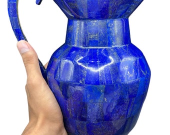 Polished Lapis Lazuli Jug - Afghan Blue Stone Vase (27x22cm)
