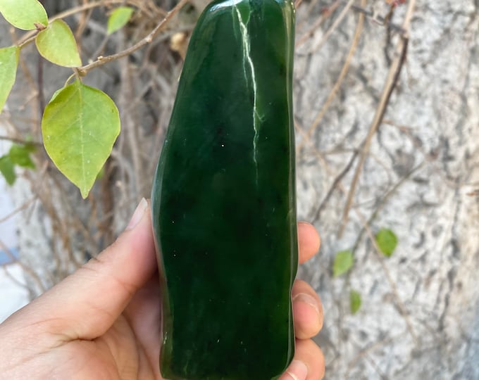 555 Grams Beautiful Green Nephrite Jade Free Form Tumble  - Nephrite Jade - Nephrite Free Form Crystal
