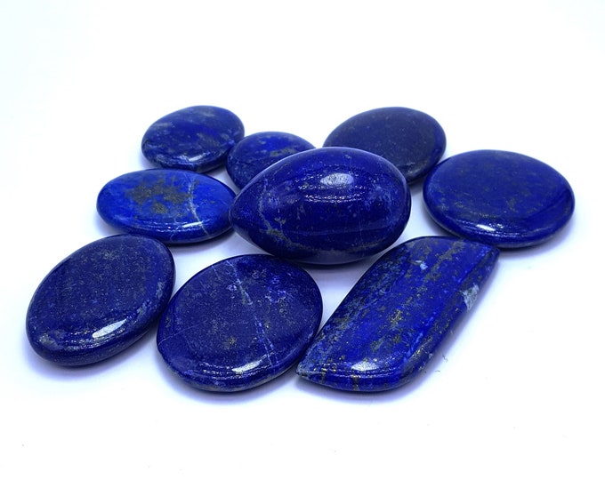 9 Pcs Great Quality Blue Color Lapis Lazuli Mix Shapes -  Lapis Palms - Lapis Cabochons - Lapis Egg -  Lapis Lazuli Massages 545 Grams