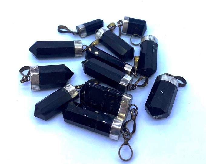 55 Grams Beautiful Lustrous Black Tourmaline Pendants