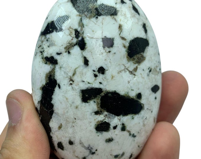 Great Quality Black Tourmaline on Quartz Palmstone, Massage Gemstones